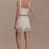 Nina Lace And Satin Mini Skirt – Ivory