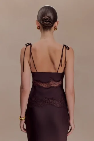 Nina Satin And Lace Camisole – Chocolate