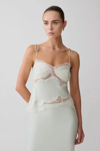 Nina Satin And Lace Camisole – Sage