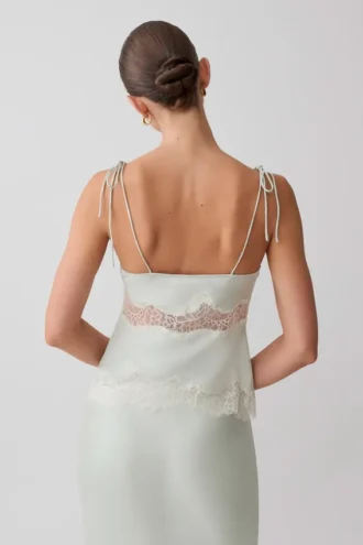 Nina Satin And Lace Camisole – Sage