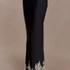 Nina Satin And Lace Maxi Skirt – Black/Ivory