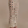 Noel Mirror Knit Midi Skirt – Beige