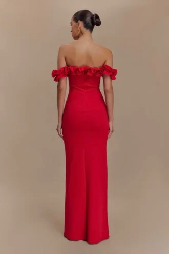 Nova Ruffle Off Shoulder Maxi Dress – Ruby