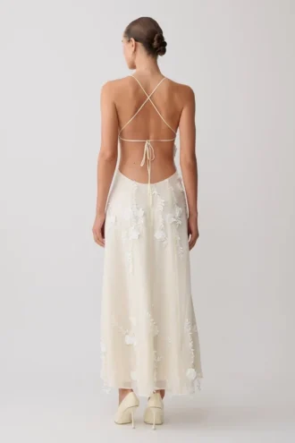 Odette Floral Lace Midi Dress – Buttermilk