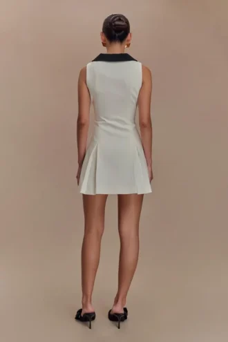 Oli Sleeveless Contrast Mini Dress – Ivory/Black