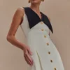 Oli Sleeveless Contrast Mini Dress – Ivory/Black Oli Sleeveless Contrast Mini Dress – Ivory/Black