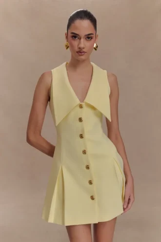 Oli Sleeveless Mini Dress – Lemon