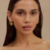 Olympia Textured Square Earrings – Gold