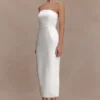 Ophelia Peplum Satin Maxi Dress – Ivory
