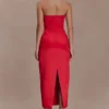 Ophelia Peplum Satin Maxi Dress – Red
