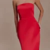 Ophelia Peplum Satin Maxi Dress – Red