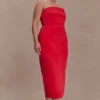 Ophelia Peplum Satin Maxi Dress – Red