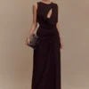 Oria Chiffon Maxi Dress – Cacao Brown