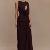 Oria Chiffon Maxi Dress – Cacao Brown