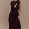 Oria Chiffon Maxi Dress – Cacao Brown