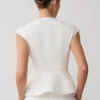 Oriana Linen Button Vest – White