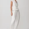 Oriana Linen Button Vest – White