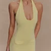 Ovina Halter Neck Knit Midi Dress – Lemon