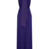 Ozias Halter Semi Sheer Knit Maxi Dress – Deep Purple