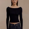 Paedyn Merino Wool Ribbed Long Sleeve Top – Black Paedyn Merino Wool Ribbed Long Sleeve Top – Black