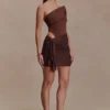Paisley Slinky And Diamante Mini Dress – Chocolate Paisley Slinky And Diamante Mini Dress – Chocolate