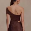 Paisley Slinky And Diamante Mini Dress – Chocolate Paisley Slinky And Diamante Mini Dress – Chocolate