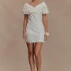Pascale Off Shoulder Denim Mini Dress – White Pascale Off Shoulder Denim Mini Dress – White