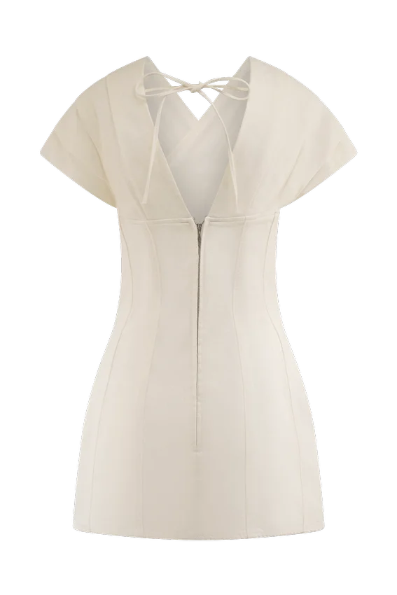 Pascale Off Shoulder Denim Mini Dress – White Pascale Off Shoulder Denim Mini Dress – White