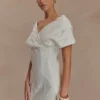 Pascale Off Shoulder Denim Mini Dress – White Pascale Off Shoulder Denim Mini Dress – White