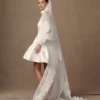 Paulette Lace Trim Veil – White