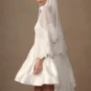 Paulette Lace Trim Veil – White
