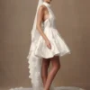 Paulette Lace Trim Veil – White