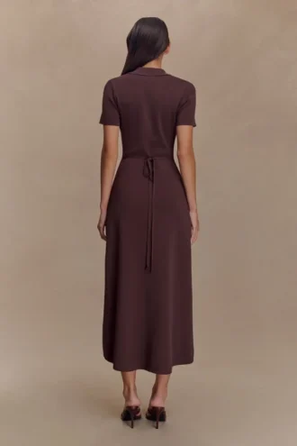 Pearson Short Sleeve Knit Midi Dress – Chocolate