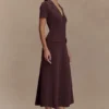 Pearson Short Sleeve Knit Midi Dress – Chocolate