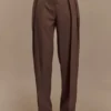 Penelope Pleated High Waisted Pants – Chocolate Penelope Pleated High Waisted Pants – Chocolate