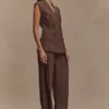 Penelope Pleated High Waisted Pants – Chocolate Penelope Pleated High Waisted Pants – Chocolate