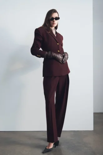 Penelope Pleated High Waisted Pants – Mahogany