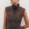 Penelope Suiting Sleeveless Blazer – Chocolate Penelope Suiting Sleeveless Blazer – Chocolate