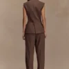 Penelope Suiting Sleeveless Blazer – Chocolate Penelope Suiting Sleeveless Blazer – Chocolate
