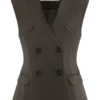 Penelope Suiting Sleeveless Blazer – Chocolate Penelope Suiting Sleeveless Blazer – Chocolate