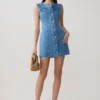 Penn Button Front Denim Mini Dress – Summer Blue