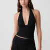 Peregrine Modal Gathered Halter Top – Black