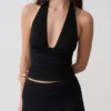 Peregrine Modal Gathered Halter Top – Black