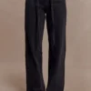 Perrie Mid Rise Straight Leg Tie Jeans – Washed Black Perrie Mid Rise Straight Leg Tie Jeans – Washed Black