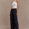 Perrie Mid Rise Straight Leg Tie Jeans – Washed Black Perrie Mid Rise Straight Leg Tie Jeans – Washed Black