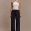 Perrie Mid Rise Straight Leg Tie Jeans – Washed Black Perrie Mid Rise Straight Leg Tie Jeans – Washed Black