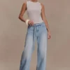 Perrie Mid Rise Straight Leg Tie Jeans – Washed Light Blue Perrie Mid Rise Straight Leg Tie Jeans – Washed Light Blue