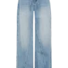 Perrie Mid Rise Straight Leg Tie Jeans – Washed Light Blue Perrie Mid Rise Straight Leg Tie Jeans – Washed Light Blue