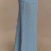 Petra Ruched Knit Maxi Skirt – Light Blue