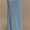 Petra Ruched Knit Maxi Skirt – Light Blue